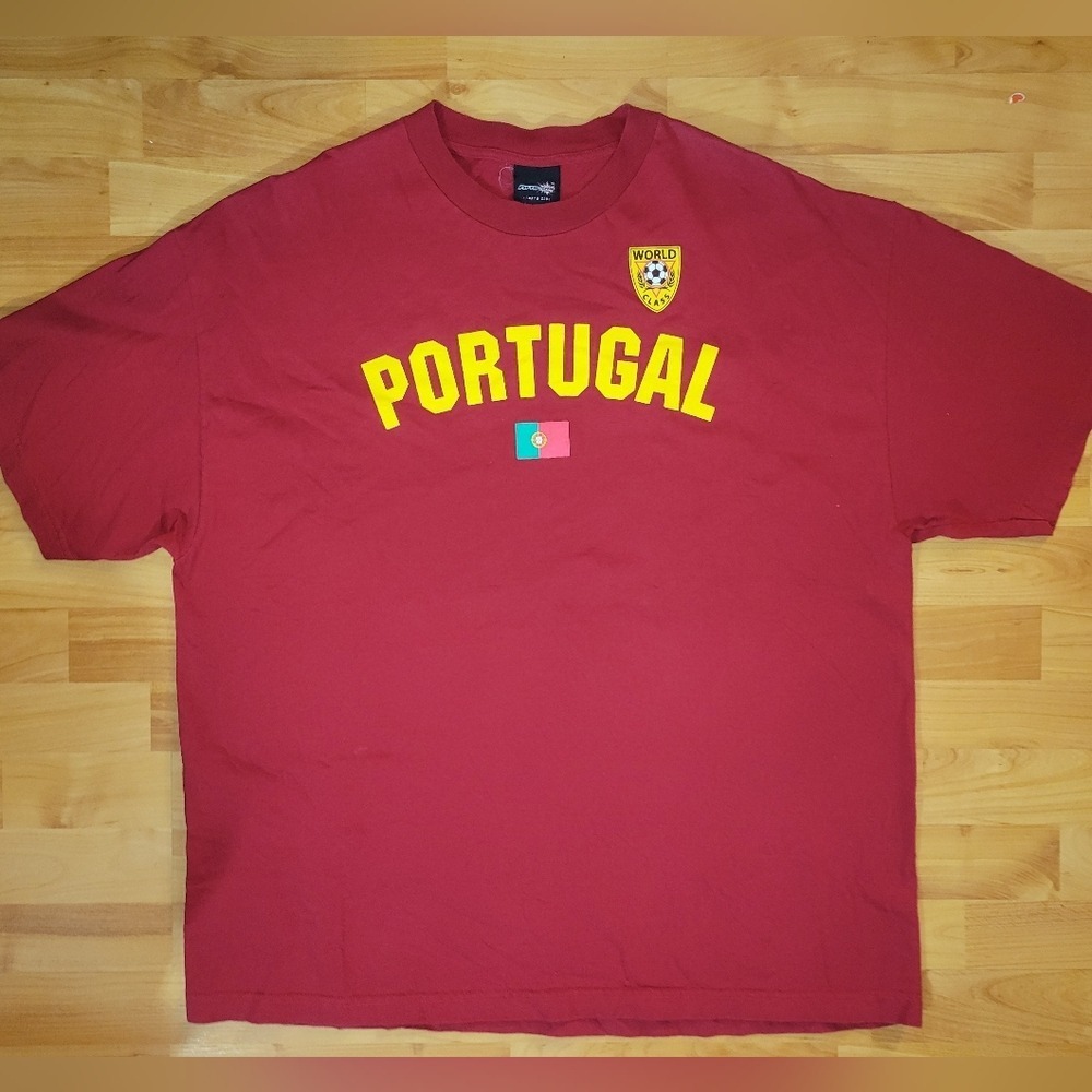 Portugal 2XL Red T-shirSoccer Futbol Fifth Sun World Class Y2K Spellout logo